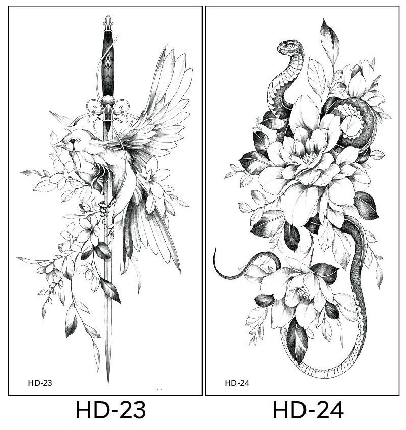 2 stuk XL Tattoo Sticker Gezicht Hand Mooie Body Art Nep Tatoo Tijdelijke Waterdichte Taty model HD2324