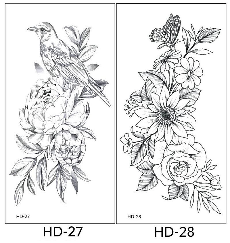 2 stuk XL Tattoo Sticker Gezicht Hand Mooie Body Art Nep Tatoo Tijdelijke Waterdichte Taty model HD2728