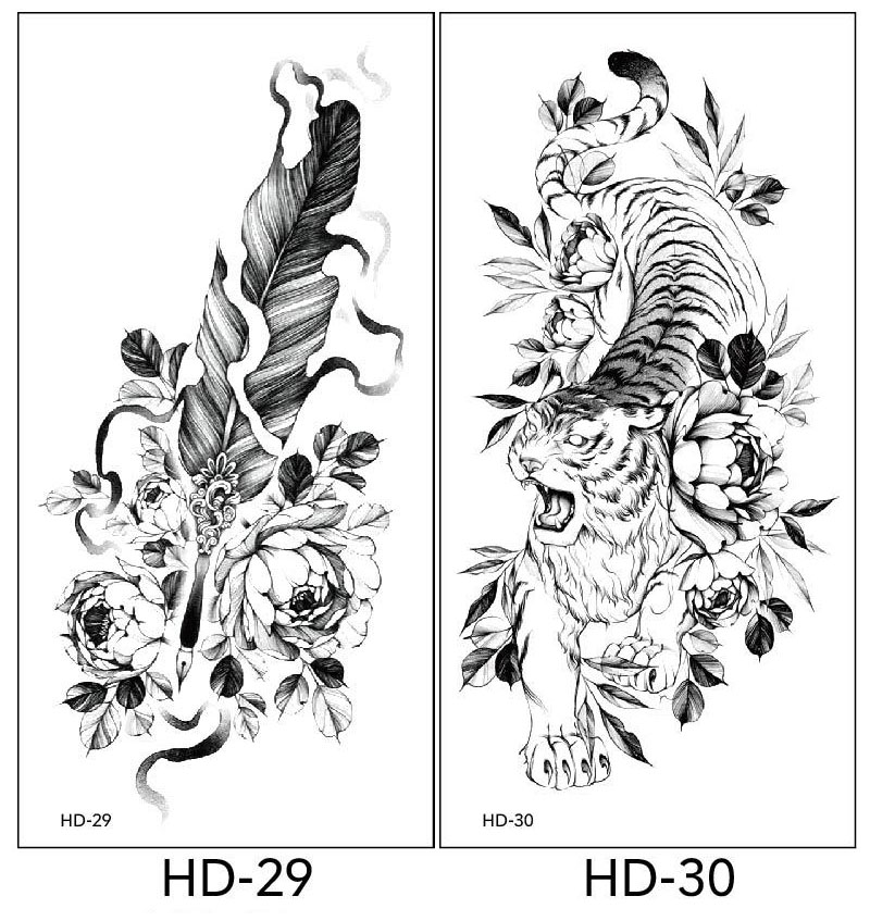2 stuk XL Tattoo Sticker Gezicht Hand Mooie Body Art Nep Tatoo Tijdelijke Waterdichte Taty model HD2930