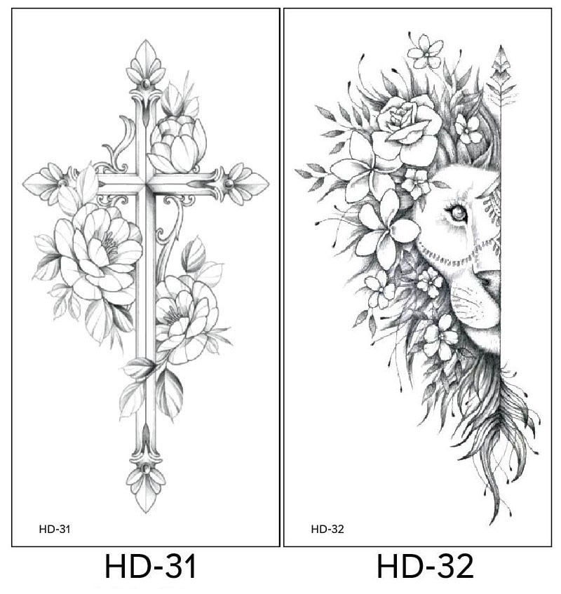 2 stuk XL Tattoo Sticker Gezicht Hand Mooie Body Art Nep Tatoo Tijdelijke Waterdichte Taty model HD3132