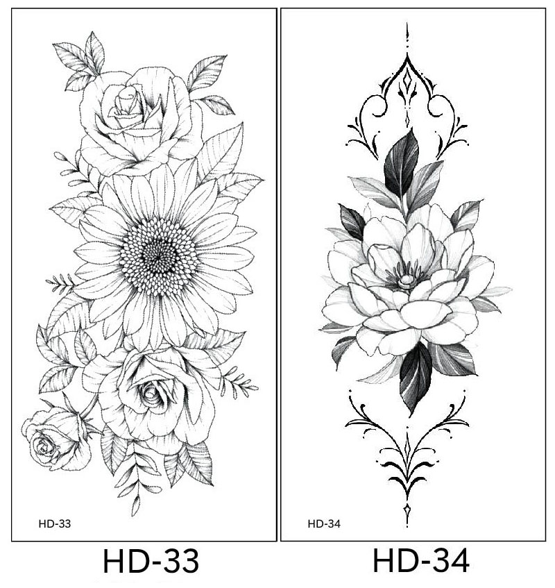 2 stuk XL Tattoo Sticker Gezicht Hand Mooie Body Art Nep Tatoo Tijdelijke Waterdichte Taty model HD3334