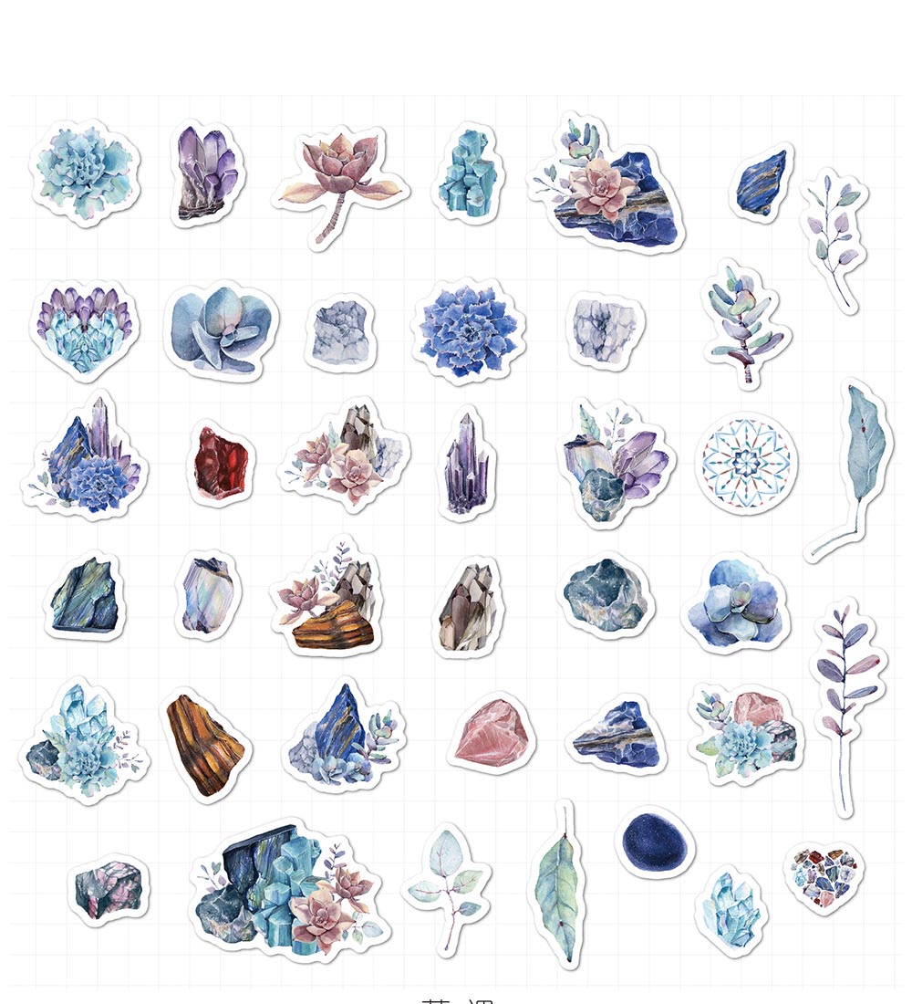 40 stuk aquarel schilderen kristallen Cartoon stickers voor kinderen en volwassenen Beloningsstickers Journal Laptop Telefoon Stickers