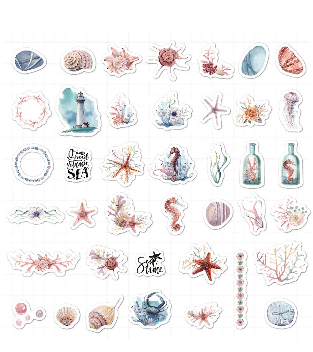 40 stuk aquarel schilderen zee Cartoon stickers voor kinderen en volwassenen Beloningsstickers Journal Laptop Telefoon Stickers