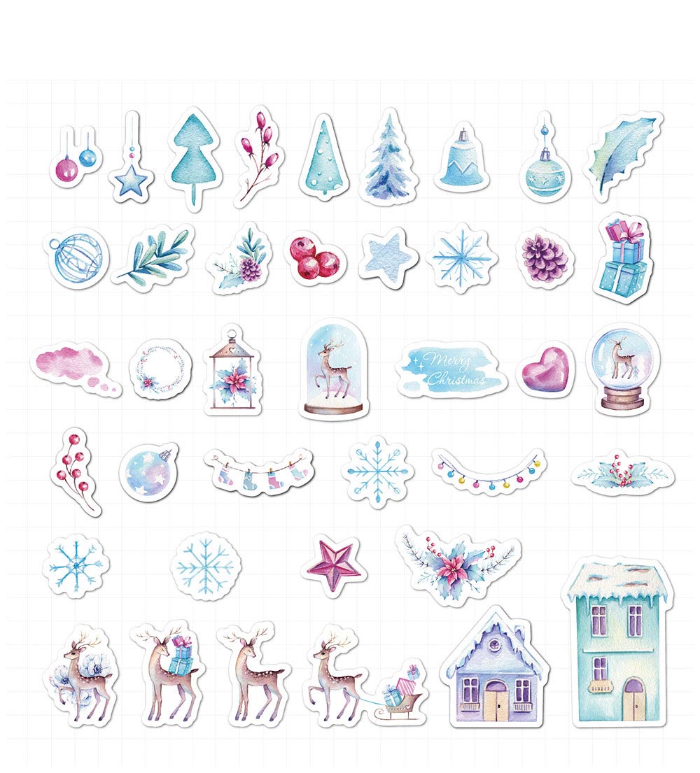40 stuk aquarel schilderen winter hert Cartoon stickers voor kinderen en volwassenen Beloningsstickers Journal Laptop Telefoon Stickers