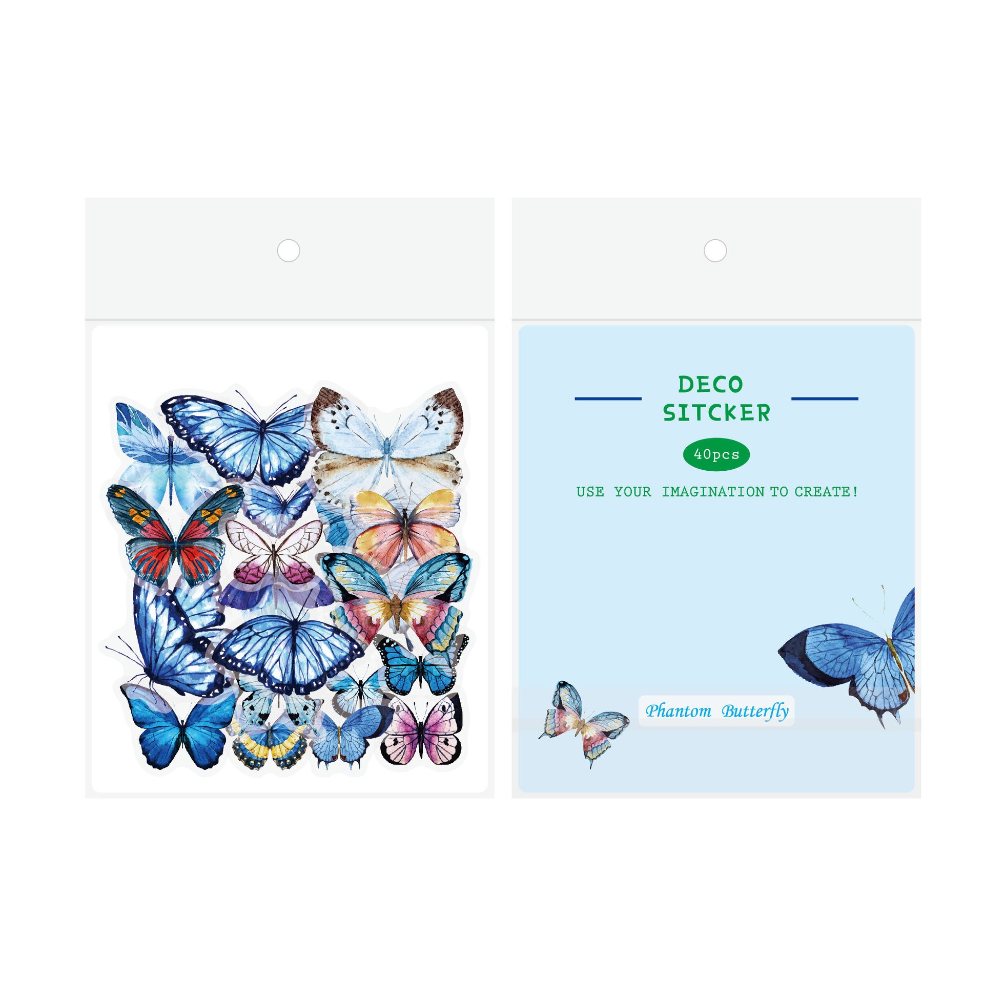 40 stuk fantoom vlinder Transparant stickers voor kinderen en volwassenen Beloningsstickers Journal Laptop Telefoon Stickers