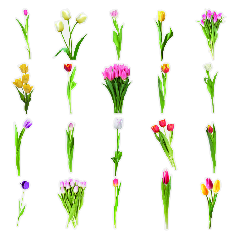 40 stuk tulp bloem Transparant stickers voor kinderen en volwassenen Beloningsstickers Journal Laptop Telefoon Stickers