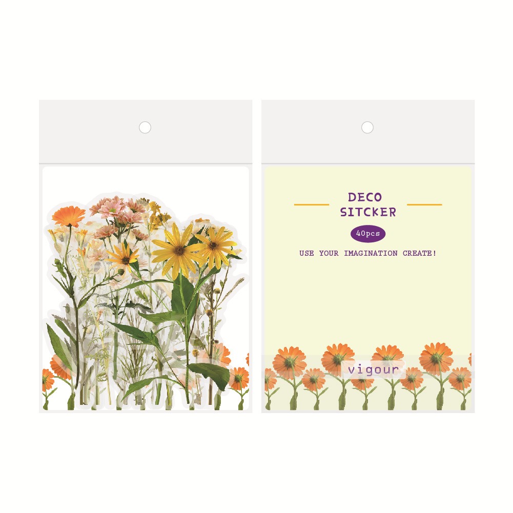 40 stuk vigour bloem Transparant stickers voor kinderen en volwassenen Beloningsstickers Journal Laptop Telefoon Stickers