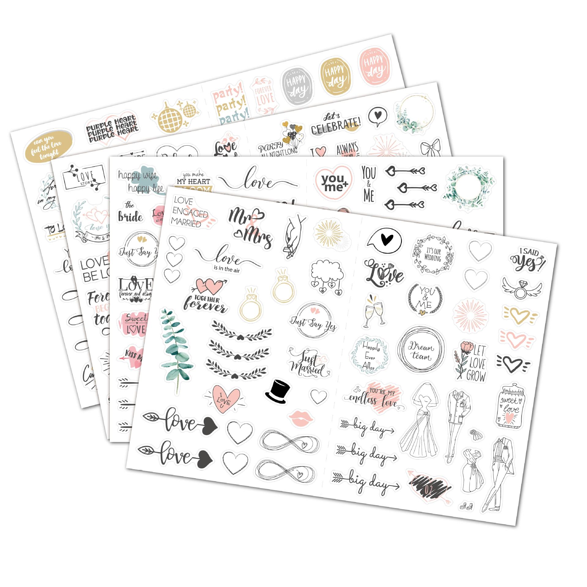 230 stuk bruiloft wedding Cartoon stickers voor kinderen en volwassenen Beloningsstickers Journal Laptop Telefoon Stickers