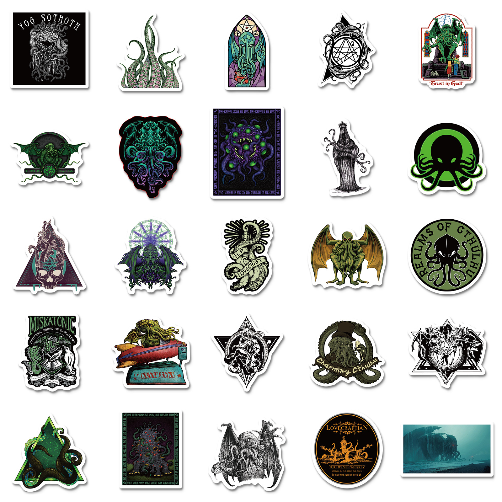 50 stuk cthulhu skelet horror Cartoon stickers voor kinderen en volwassenen Beloningsstickers Journal Laptop Telefoon Stickers
