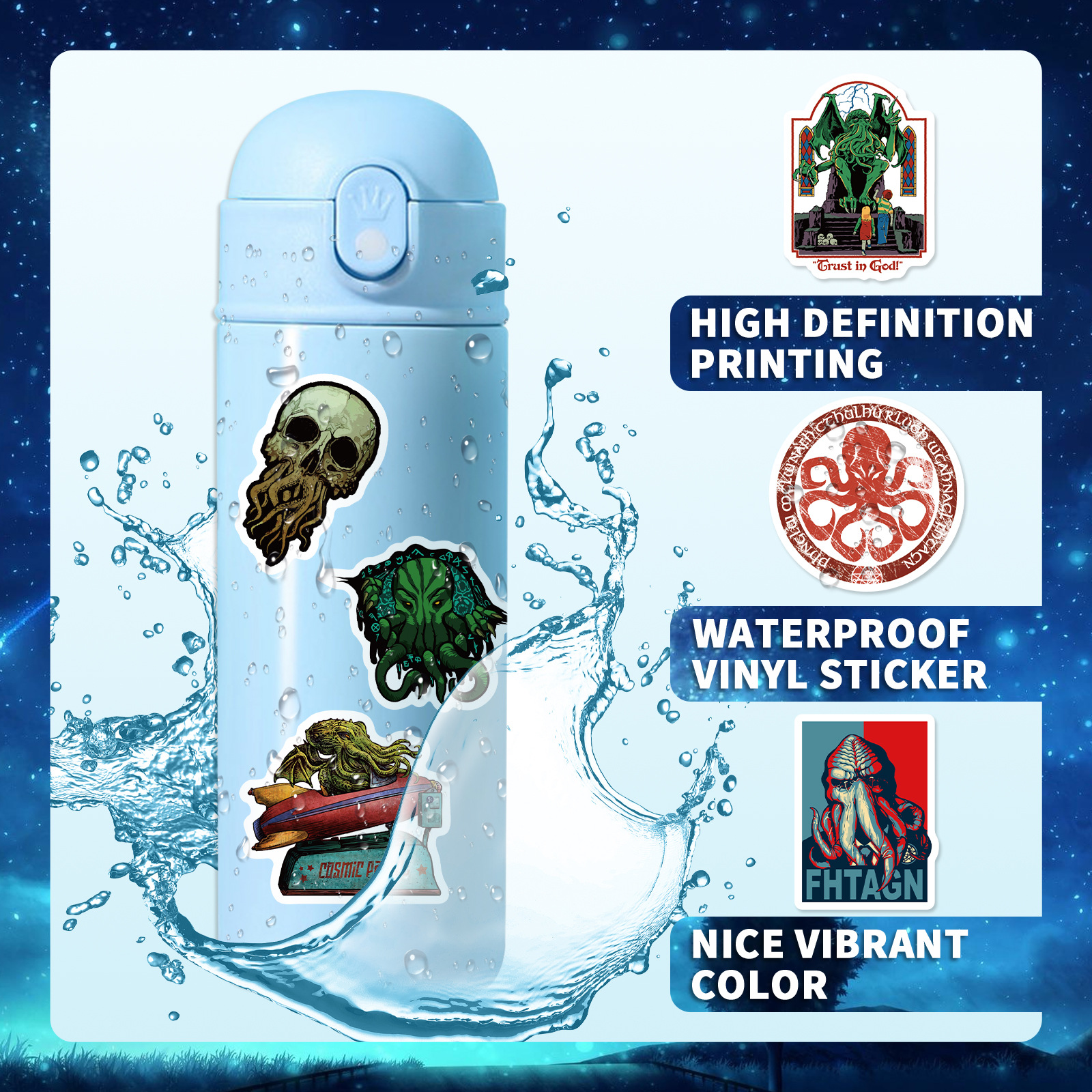 50 stuk cthulhu skelet horror Cartoon stickers voor kinderen en volwassenen Beloningsstickers Journal Laptop Telefoon Stickers