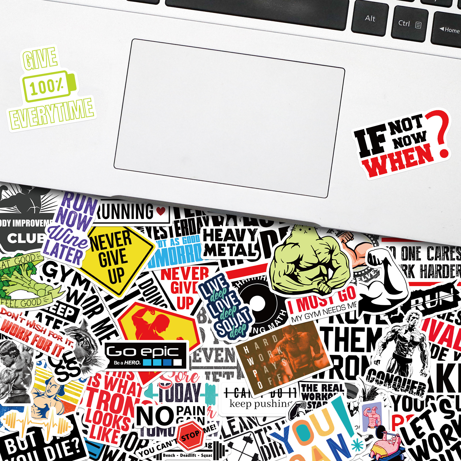 50 stuk fitnessruimte gym sportschool Cartoon stickers voor kinderen en volwassenen Beloningsstickers Journal Laptop Telefoon Stickers
