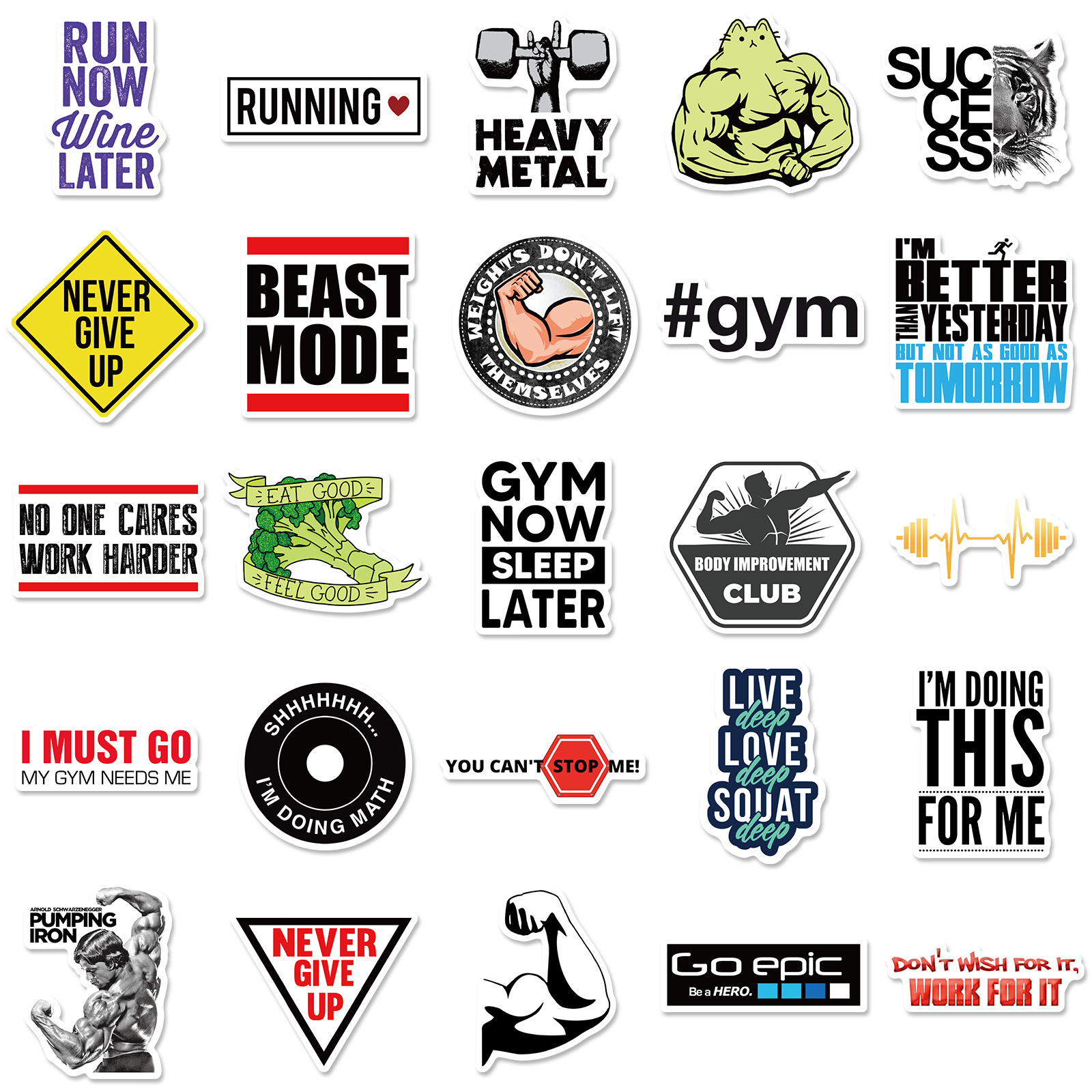 50 stuk fitnessruimte gym sportschool Cartoon stickers voor kinderen en volwassenen Beloningsstickers Journal Laptop Telefoon Stickers