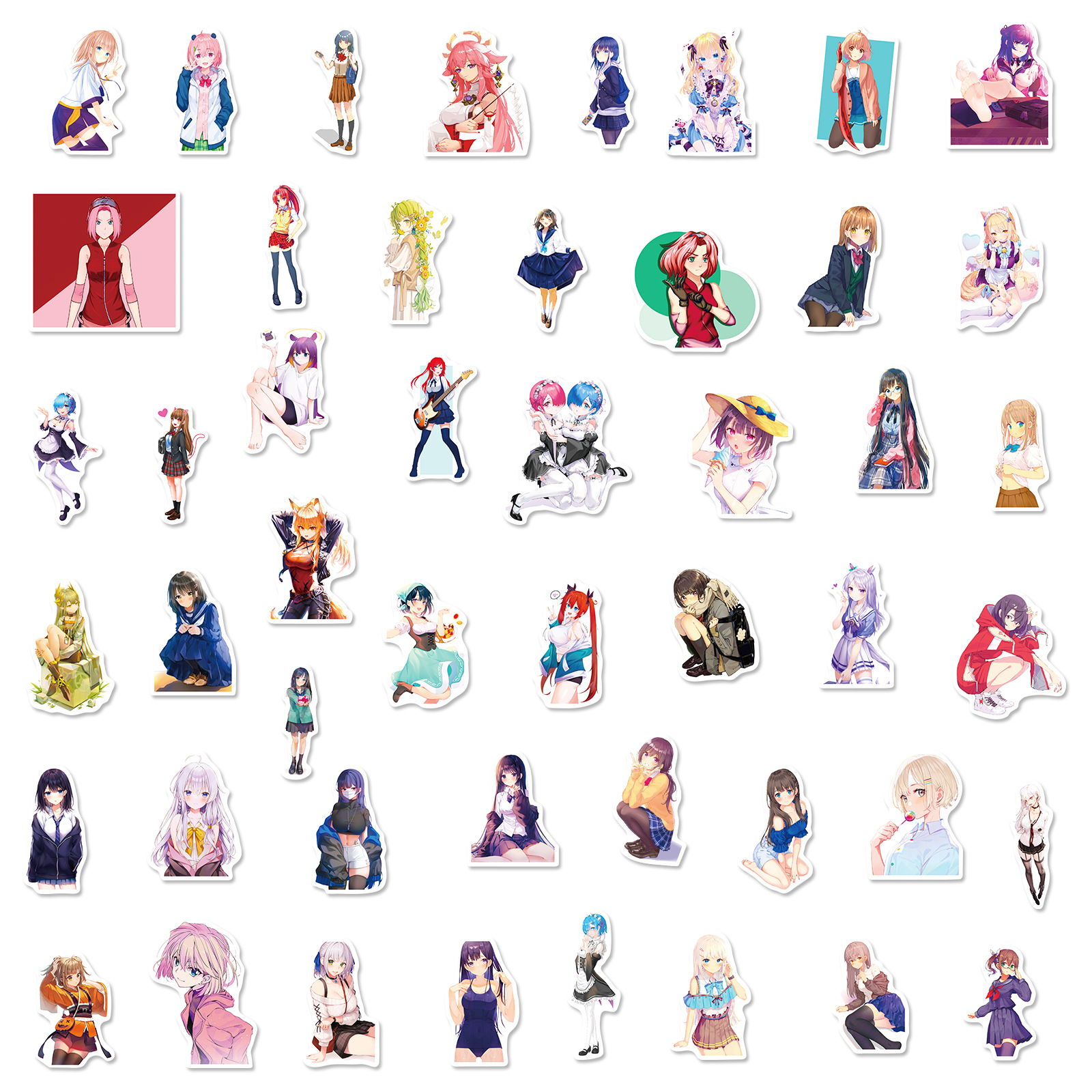 50 stuk japanse anime schoonheid Cartoon stickers voor kinderen en volwassenen Beloningsstickers Journal Laptop Telefoon Stickers