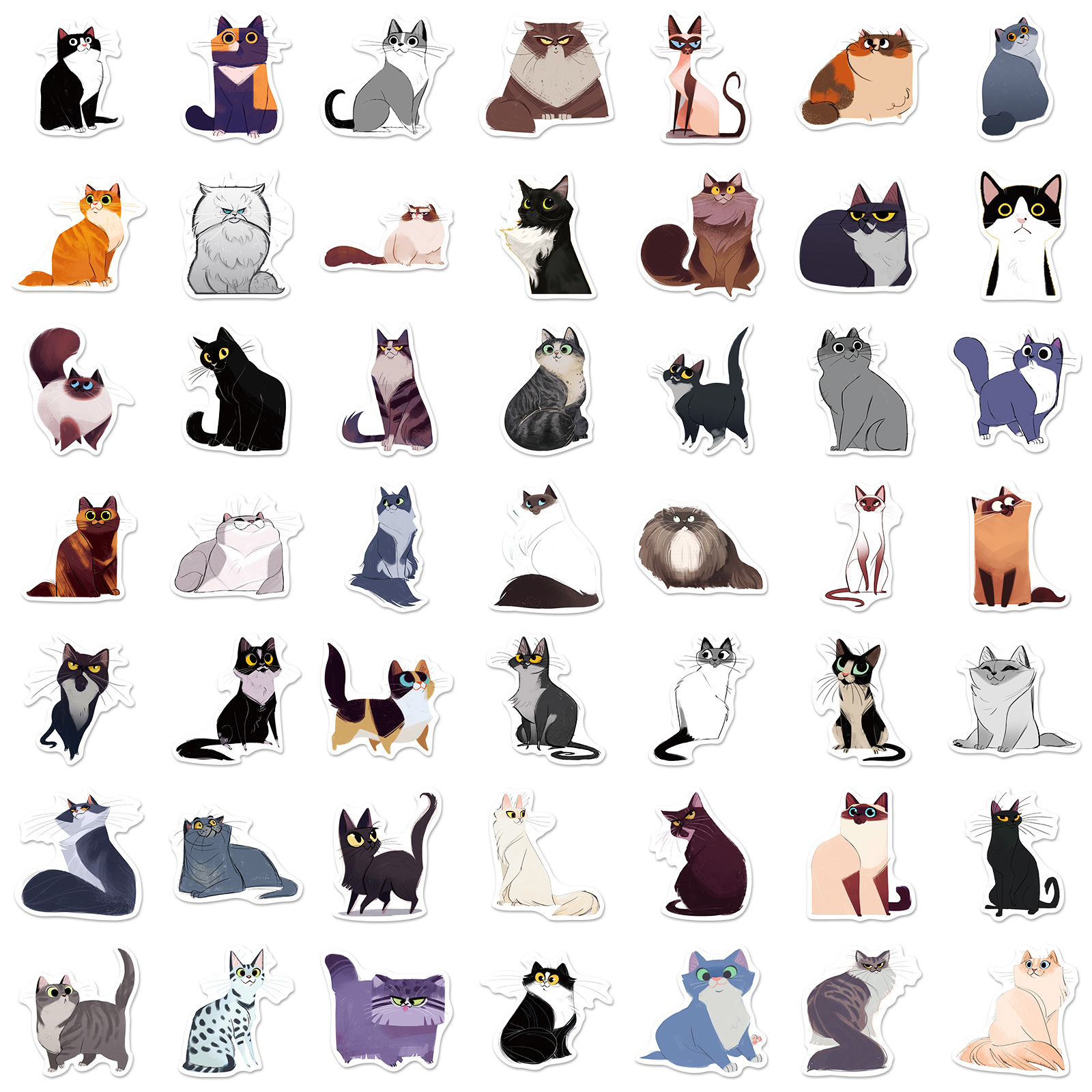 50 stuk kat cat Cartoon stickers voor kinderen en volwassenen Beloningsstickers Journal Laptop Telefoon Stickers