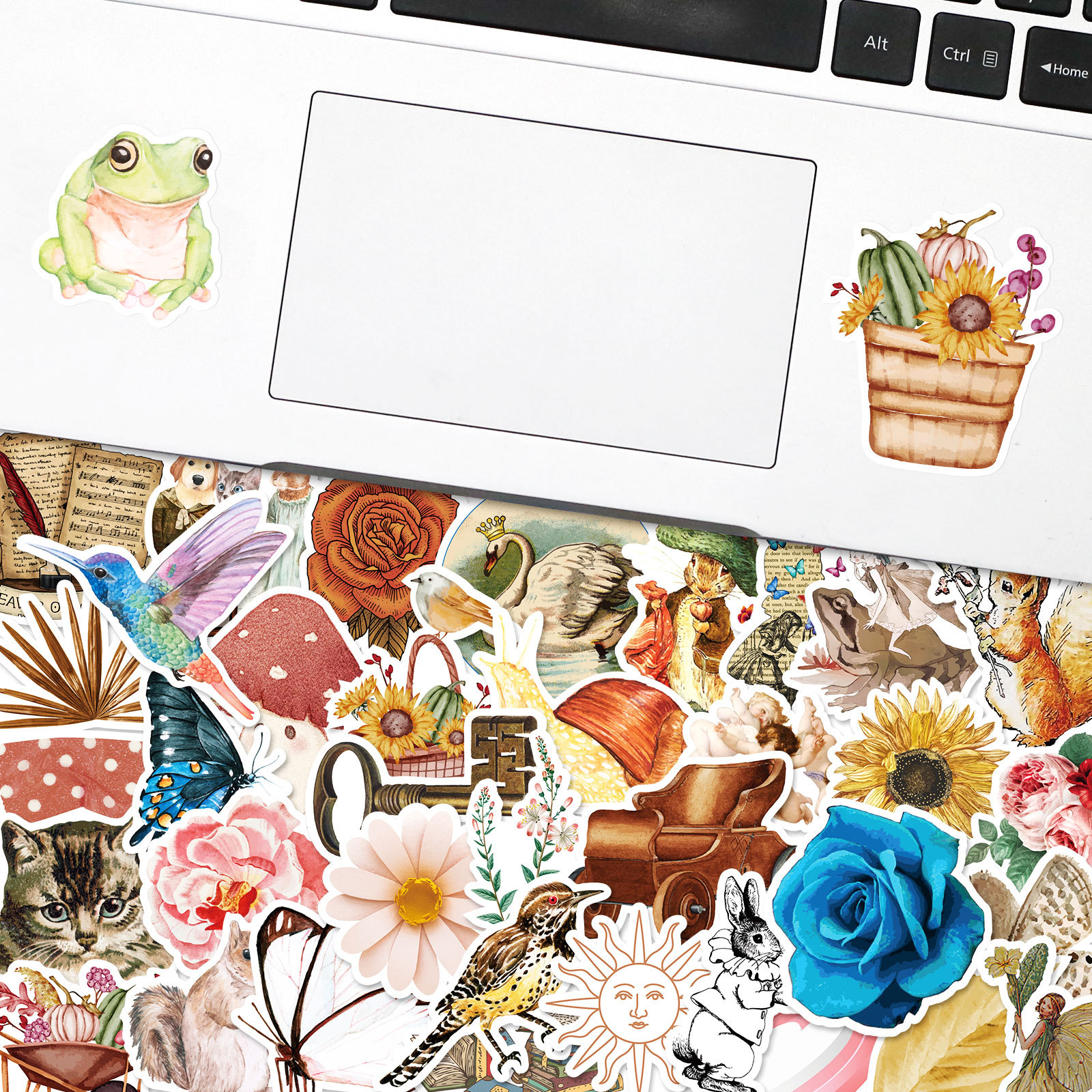 50 stuk nostalgisch retro notitieboek vogelbeest Cartoon stickers voor kinderen en volwassenen Beloningsstickers Journal Laptop Telefoon Stickers