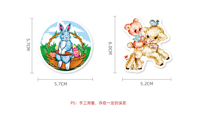 50 stuk pasen konijn eieren Cartoon stickers voor kinderen en volwassenen Beloningsstickers Journal Laptop Telefoon Stickers