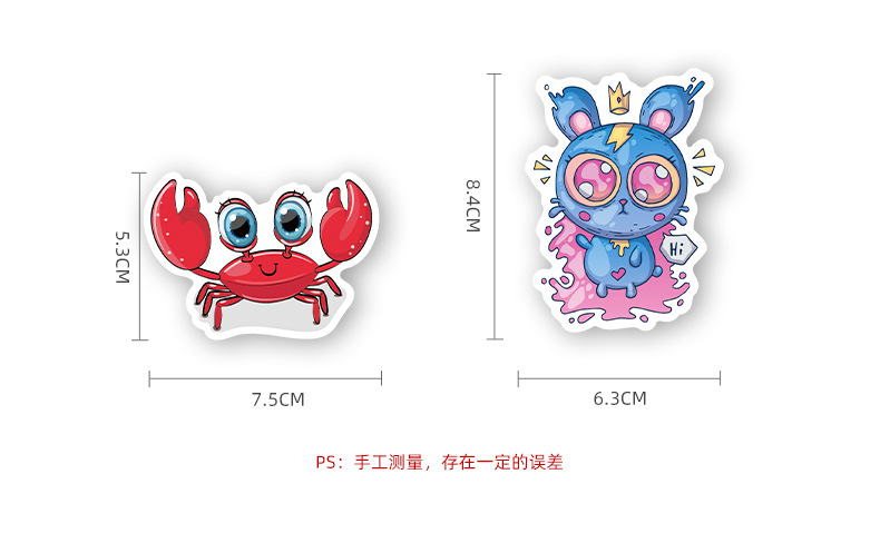50 stuk schattige cartoon grote ogen dier Cartoon stickers voor kinderen en volwassenen Beloningsstickers Journal Laptop Telefoon Stickers