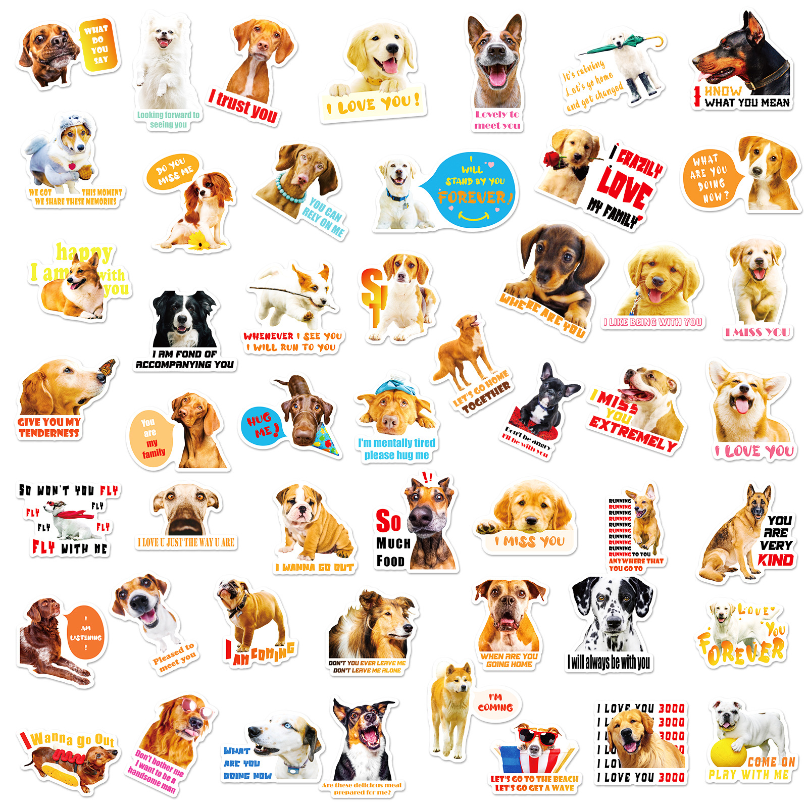 50 stuk schattige puppy dog hond Cartoon stickers voor kinderen en volwassenen Beloningsstickers Journal Laptop Telefoon Stickers