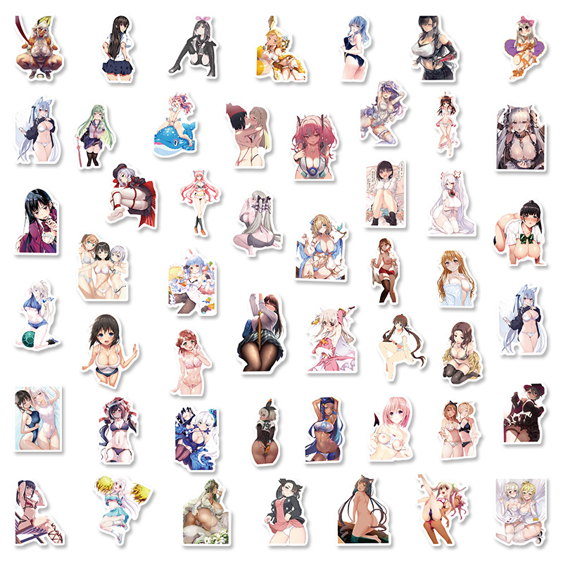 50 stuk sexy japanse anime schoonheid Cartoon stickers voor kinderen en volwassenen Beloningsstickers Journal Laptop Telefoon Stickers