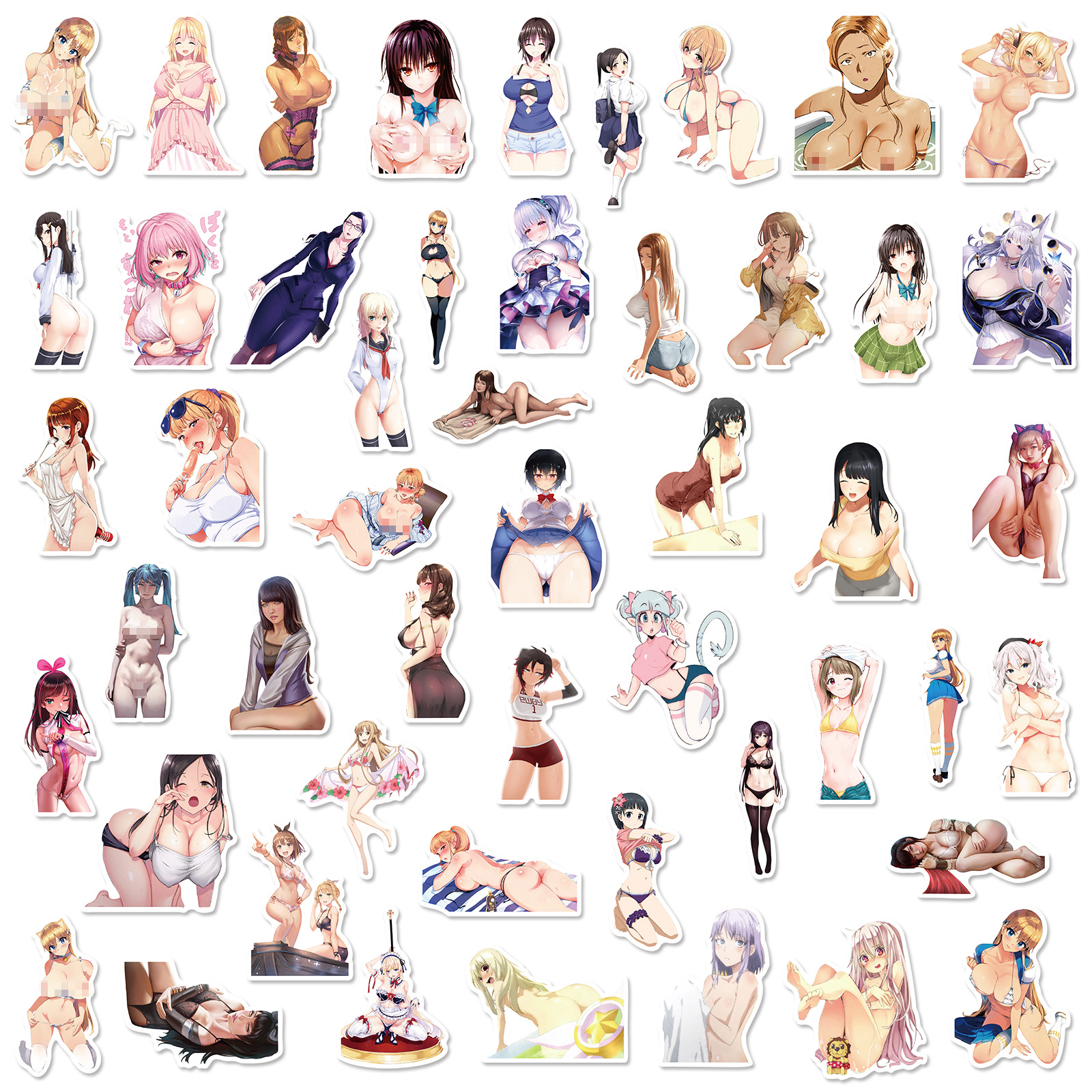 50 stuk sexy japanse anime schoonheid Cartoon stickers voor kinderen en volwassenen Beloningsstickers Journal Laptop Telefoon Stickers