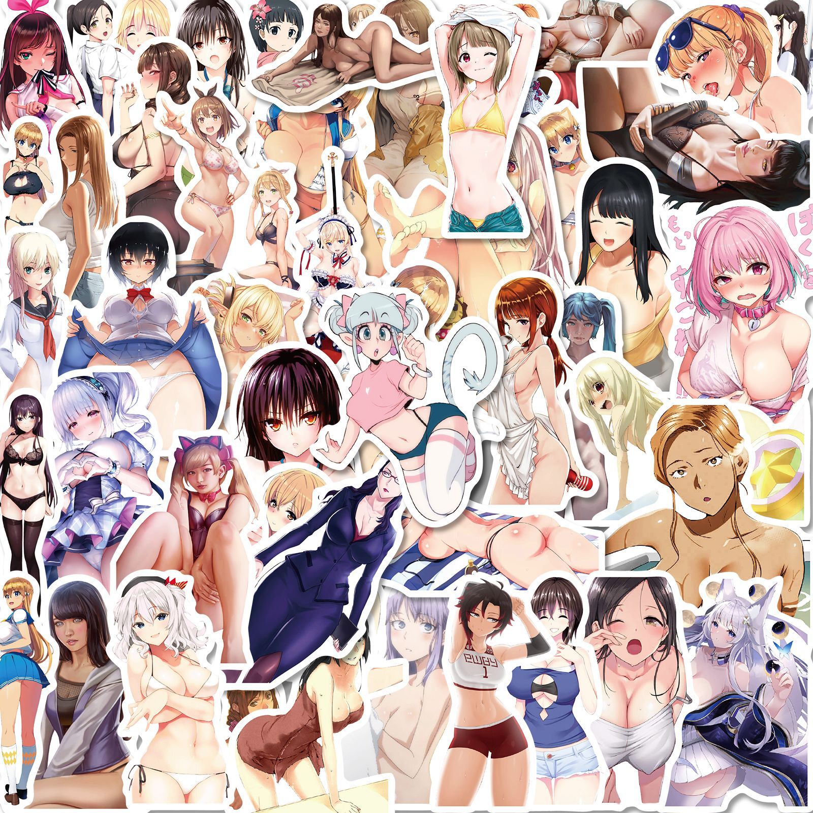 50 stuk sexy japanse anime schoonheid Cartoon stickers voor kinderen en volwassenen Beloningsstickers Journal Laptop Telefoon Stickers