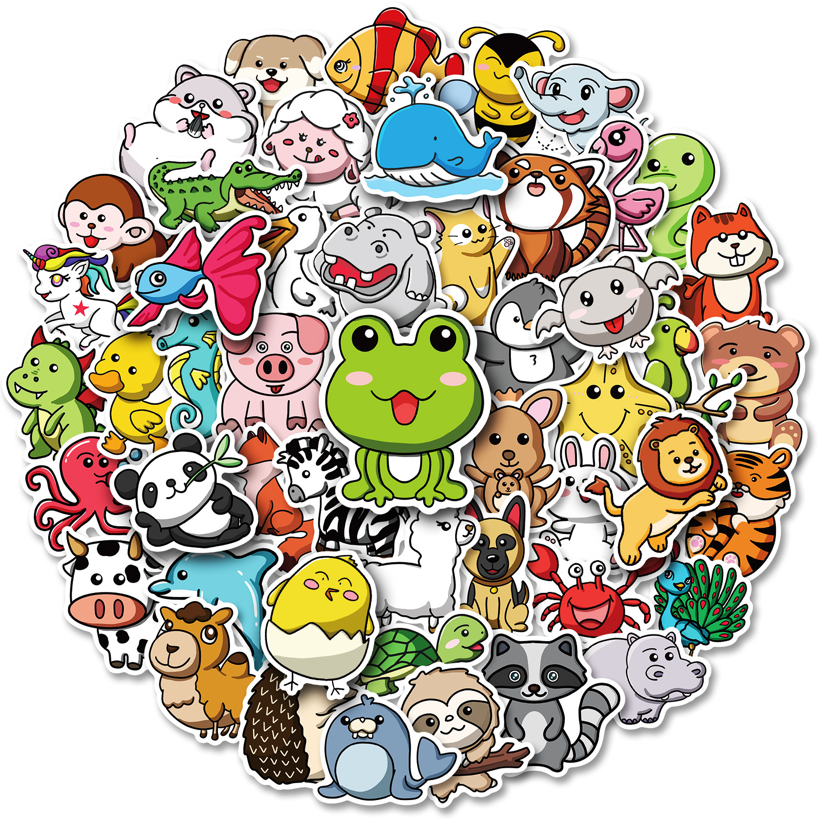 50 stuk tekenfilm dieren Cartoon stickers voor kinderen en volwassenen Beloningsstickers Journal Laptop Telefoon Stickers