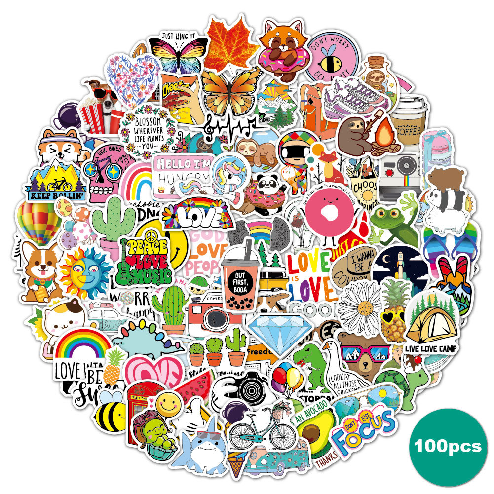 100 stuk A035 vakantie holiday Cartoon stickers voor kinderen en volwassenen Beloningsstickers Journal Laptop Telefoon Stickers
