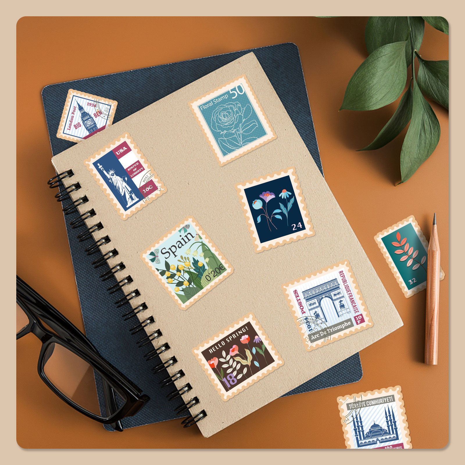 50 stuk vintage stempel Cartoon stickers voor kinderen en volwassenen Beloningsstickers Journal Laptop Telefoon Stickers