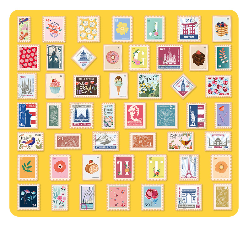 50 stuk vintage stempel Cartoon stickers voor kinderen en volwassenen Beloningsstickers Journal Laptop Telefoon Stickers