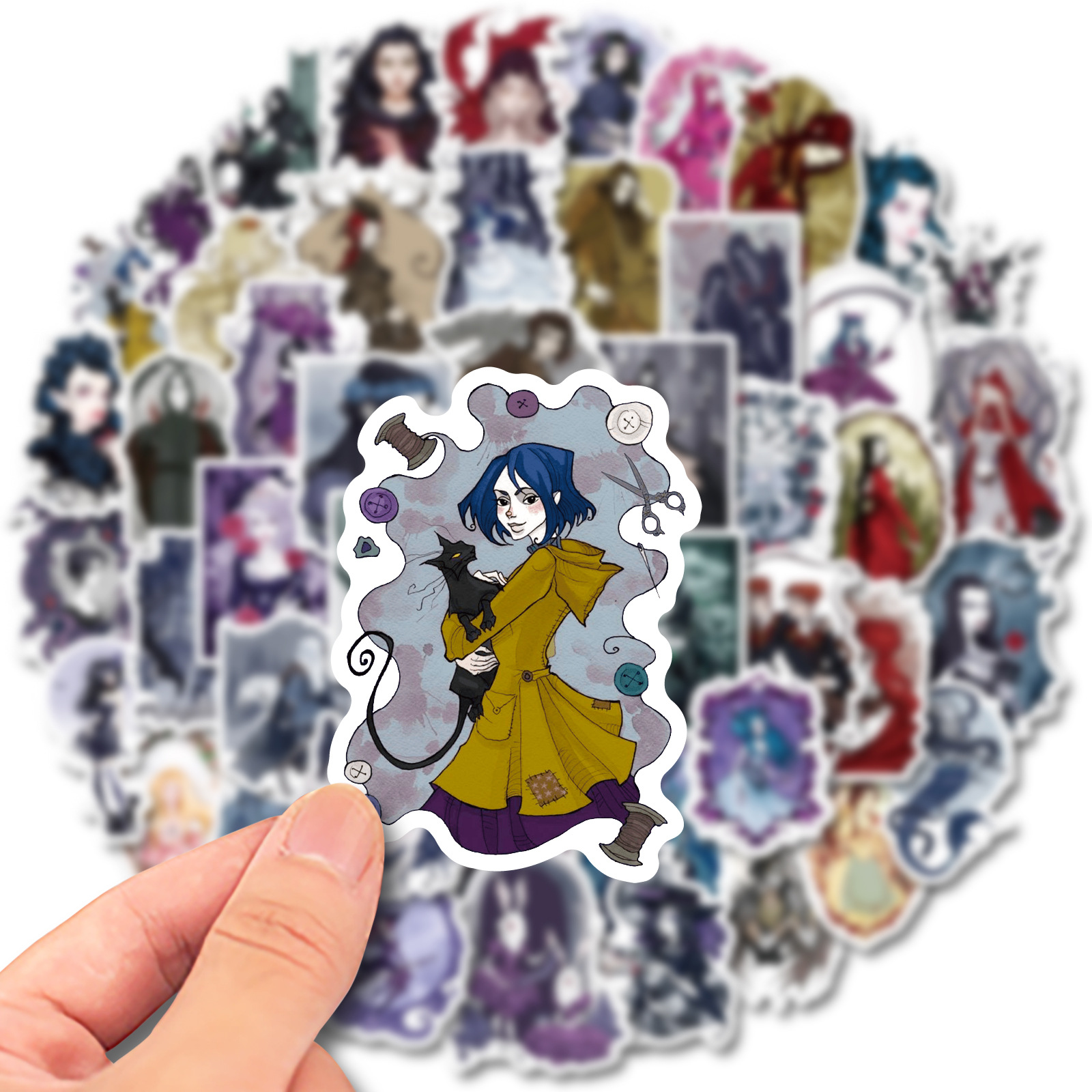 50 stuk zwarte fee sprookje de heks Cartoon stickers voor kinderen en volwassenen Beloningsstickers Journal Laptop Telefoon Stickers