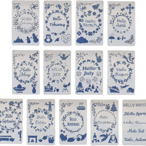 13 in 1 Kaart DIY Album Masking Spray Geschilderd Template Tekening Stencils Schilderen Scrapbooking Card Maand