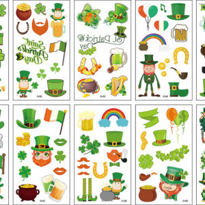 10 stuk Tattoo Sticker Gezicht Hand Cartoon Nep Tatoo Tijdelijke Waterdichte Taty model O St. Patrick's Day