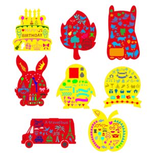 8 in 1 kleurrijk Kaart DIY Album Masking Spray Geschilderd Template Tekening Stencils Schilderen Scrapbooking Card