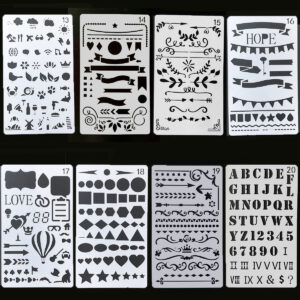 8 in 1 Kaart DIY Album Masking Spray Geschilderd Template Tekening Stencils Schilderen Scrapbooking Card