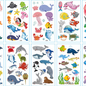 10 stuk Tattoo Sticker Gezicht Hand Cartoon Nep Tatoo Tijdelijke Waterdichte Taty model E Zee