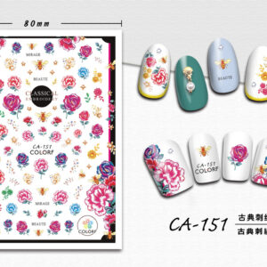 3D Nagel Sticker Coole stickers voor nagel folie Fashion Manicure Stickers Nagels CA-151 Borduurwerk Roze