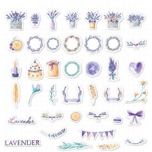 40 stuk aquarel schilderen lavendel Cartoon stickers voor kinderen en volwassenen Beloningsstickers Journal Laptop Telefoon Stickers