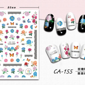 3D Nagel Sticker Coole stickers voor nagel folie Fashion Manicure Stickers Nagels CA-155 Borduurwerk Rozen