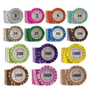 50 stuk Professionele Upscale Klei Casino Texas Poker Chips 14G waarde 25 50 100 200 500 met Dobbelstenen