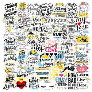 50 stuk mott lijfspreuk A Cartoon stickers voor kinderen en volwassenen Beloningsstickers Journal Laptop Telefoon Stickers