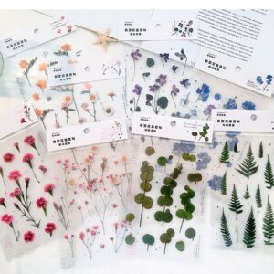 18 stuk Natuurlijke Daisy Clover Woorden Stickers Transparante Bloemen Bladeren Planten Deco