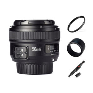 Yongnuo AF-S 50mm F1.8 autofocus lens voor Nikon DSLR camera met gratis 58mm uv-filter, zonnekap, lenspen