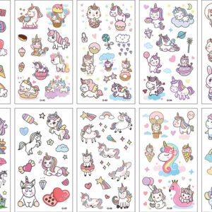 10 stuk Tattoo Sticker Gezicht Hand Cartoon Nep Tatoo Tijdelijke Waterdichte Taty model O eenhoorn