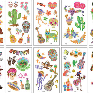 10 stuk Tattoo Sticker Gezicht Hand Cartoon Nep Tatoo Tijdelijke Waterdichte Taty model N Doden Dag