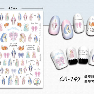 3D Nagel Sticker Coole stickers voor nagel folie Fashion Manicure Stickers Nagels CA-149 Maagd Maria