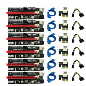 6 stuk Ultrastabiel Ver009S Usb 3.0 Pci-E PCIe Riser Ver 009S Express 1X 4X 8X 16X Extender Riser Card Adapter sata 15Pin Naar 6 Pin Power Kabel ETH Mining