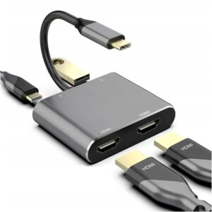 4-in-1 USB-C Hub – Dual HDMI Docking Station – 2x HDMI – USB 3.0 – Tot 4K